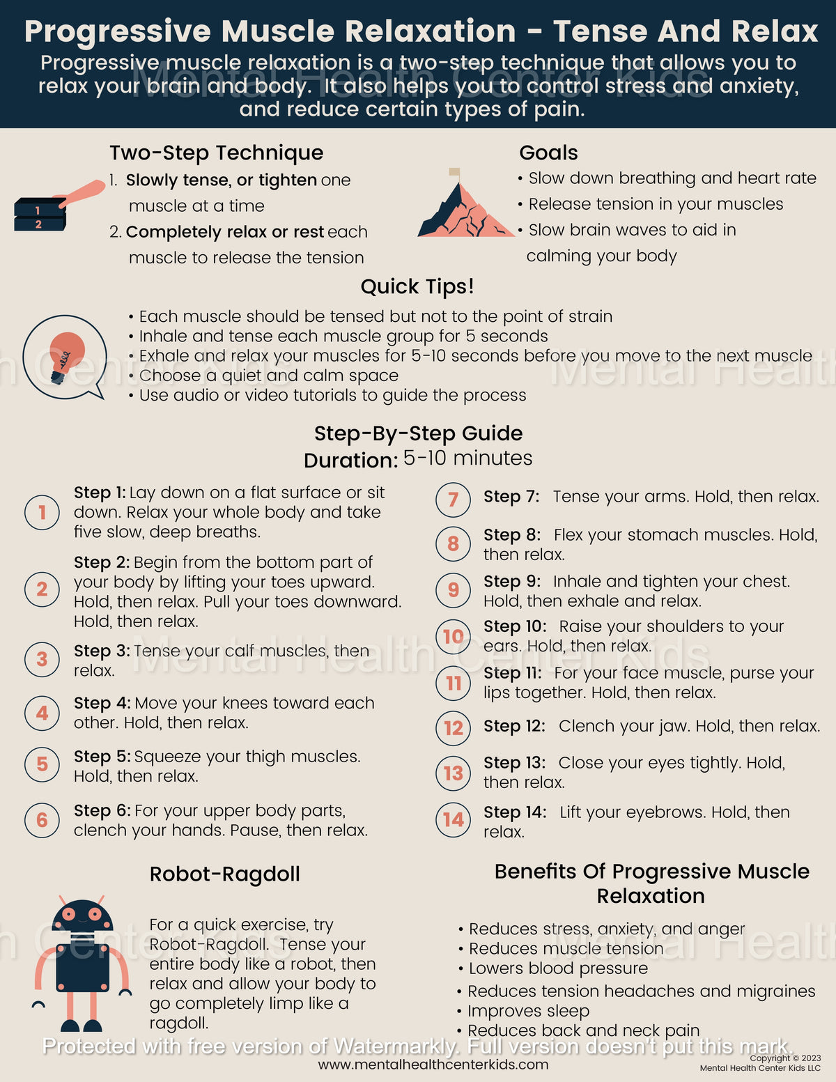 Relax Chart Progressive Muscle Relaxation (PDF) – Mental Health Center Kids