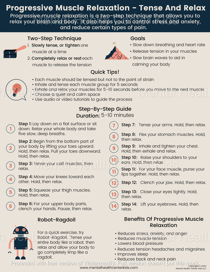 Relaxation Strategies.pdf Progressive Muscle Relaxation (PDF) – Mental Health Center Kids