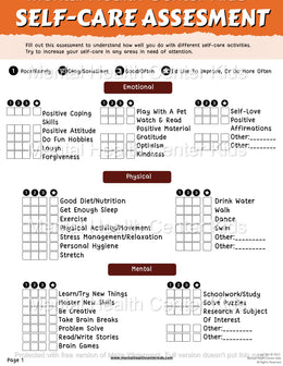 Self-Care Wheel Worksheet – Mental Health Center Kids