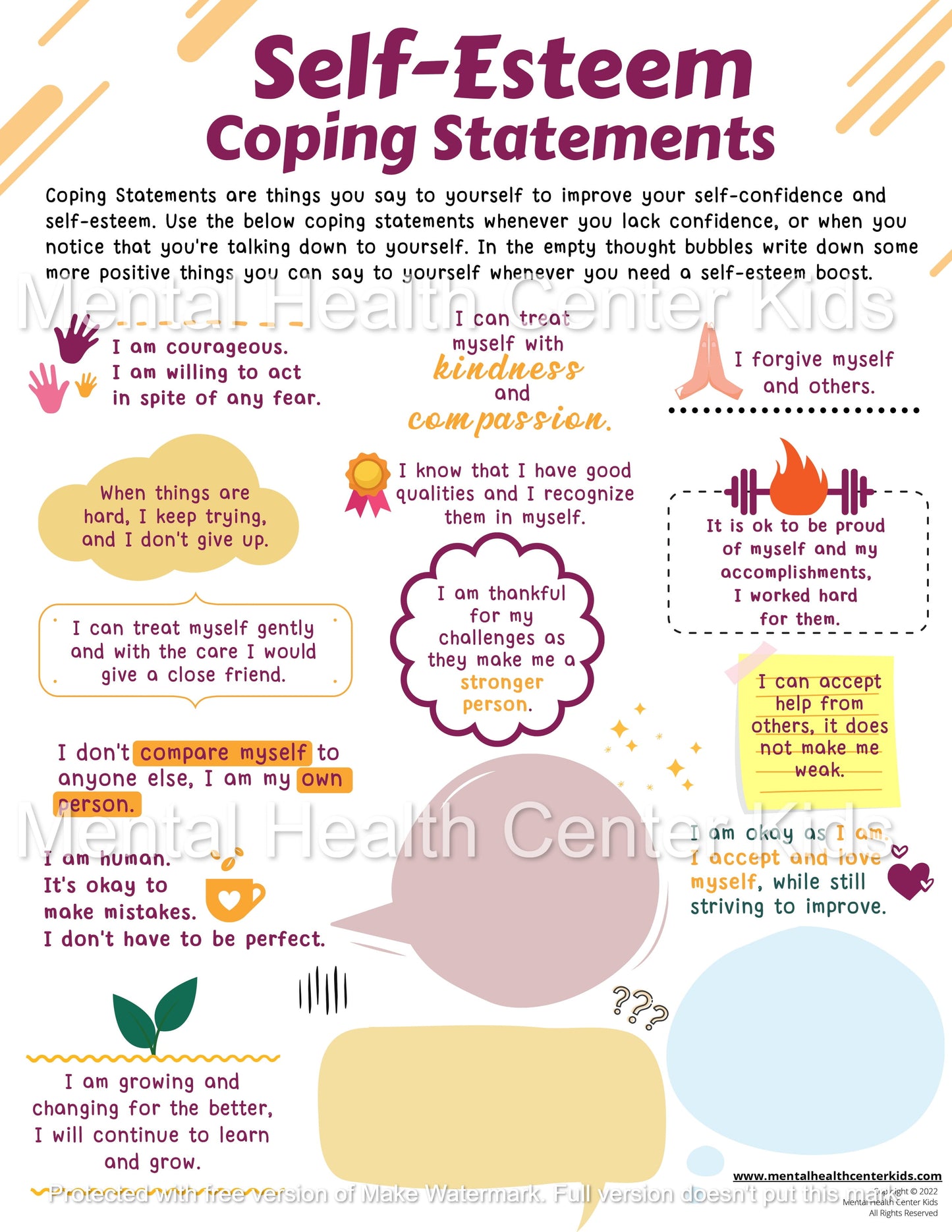 Self-Esteem Coping Skills Statements