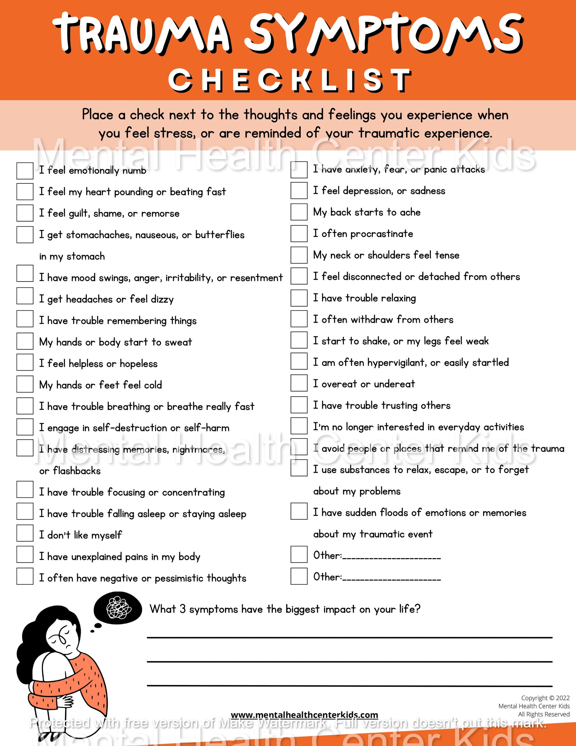 trauma symptoms checklist