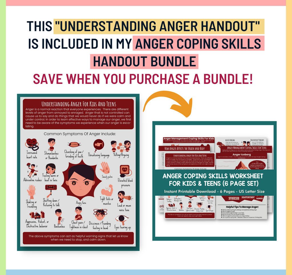 Understanding Anger PDF Printable Handout for Kids & Teens