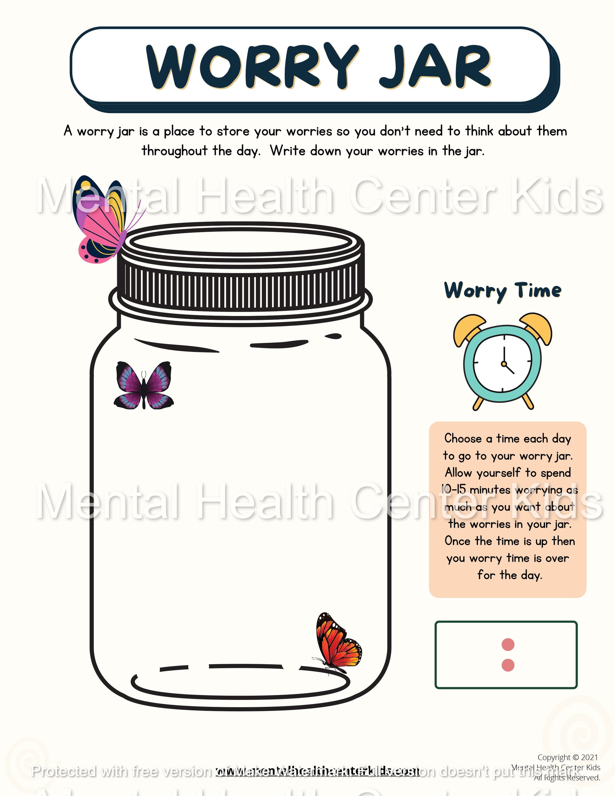 Worry Jar Mental Health Center Kids