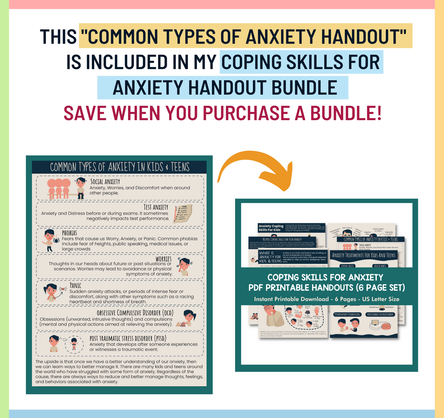 Common Types of Anxiety in Kids Printable Handout