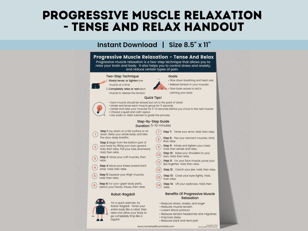Relaxation Handout.pdf Progressive Muscle Relaxation (PDF) – Mental Health Center Kids