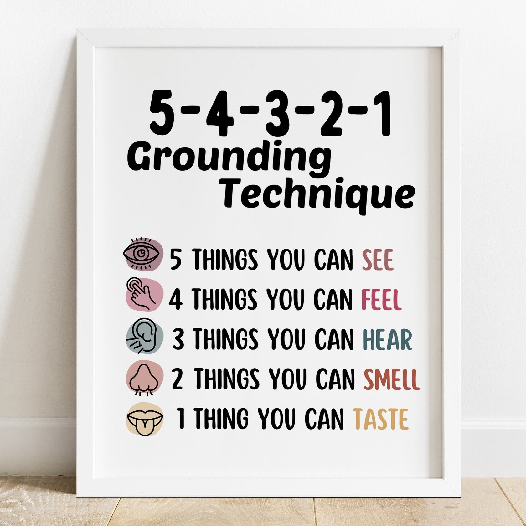 5-4-3-2-1 Grounding Technique Poster – Mental Health Center Kids