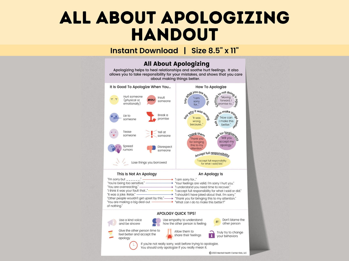 All About Apologizing – Mental Health Center Kids