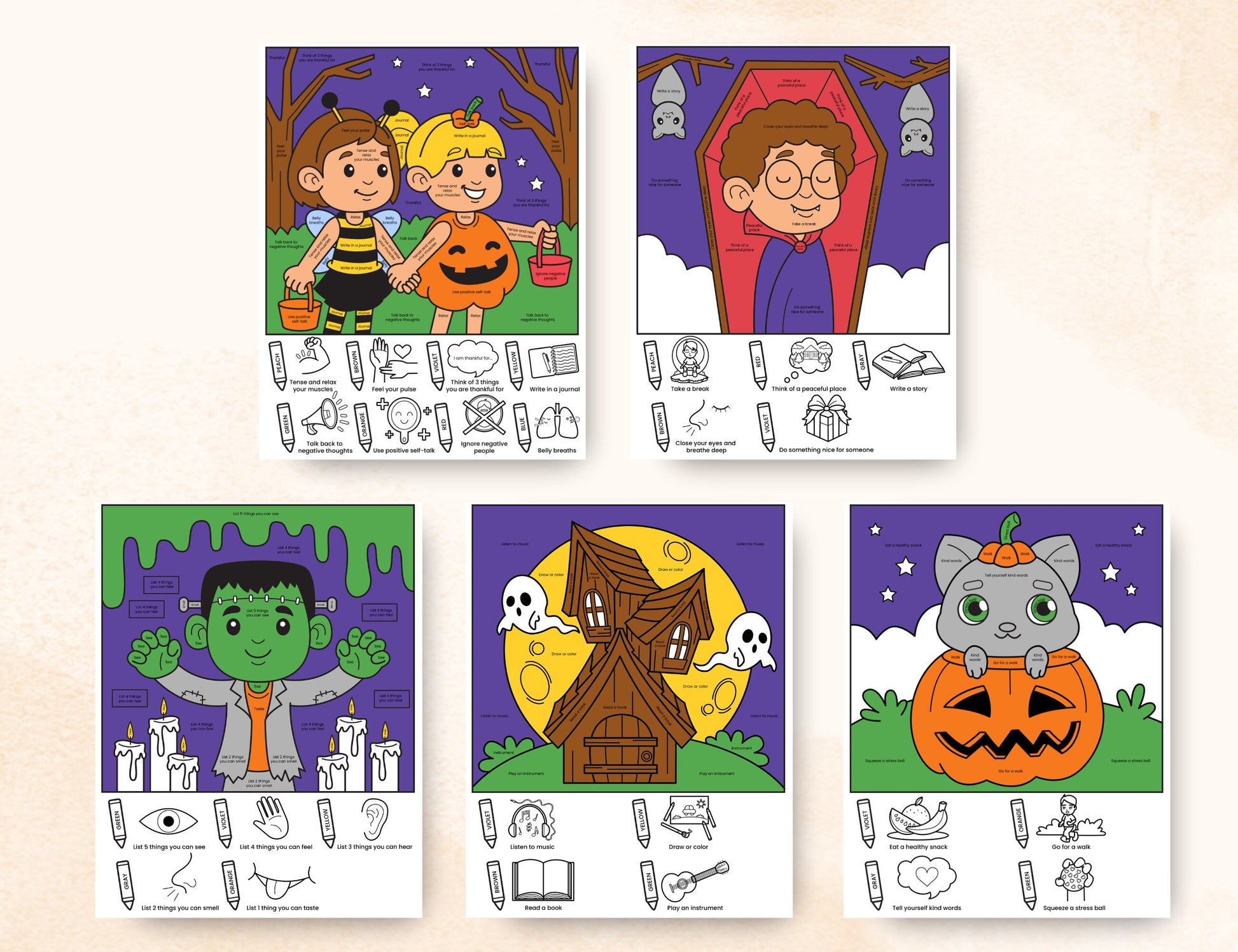 halloween-color-by-coping-skills-coloring-pages-mental-health-center-kids for Free Printable Halloween Mini Books Halloween Color By Coping Skills Coloring Pages – Mental Health Center Kids for Free Printable Halloween Mini Books
